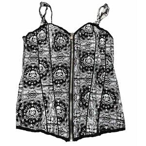 Teenage Runway Corset Top Womens Small Skull Bustier Grunge Rocker goth punk
